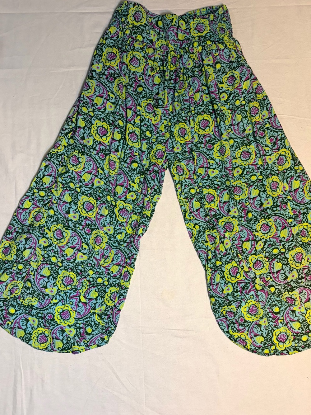 Anthropologie Sargasso Split-Hem Cropped Trousers Boho Floral Wide Leg SP